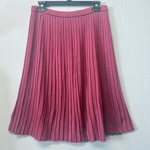 Vintage Like Pink Knit Pleated Skirt Elastic Waist Wool Blend Japan Midi